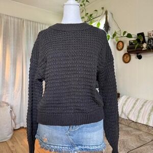 Universal Thread Charcoal Gray Textured Knit Crewneck Sweater Medium